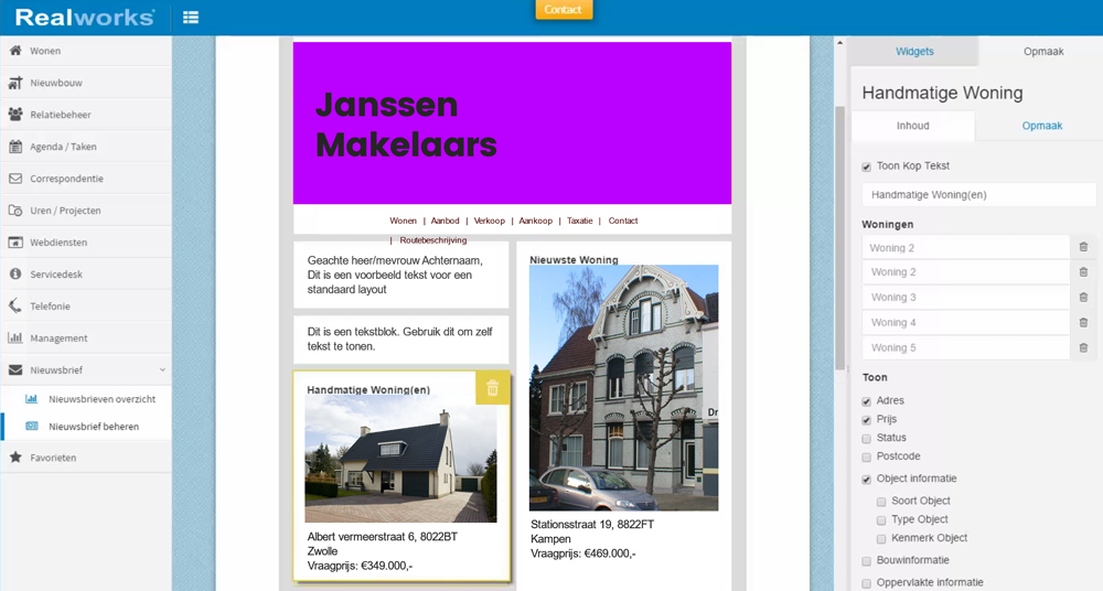 Realworks nieuwsbrief versus MakelMail